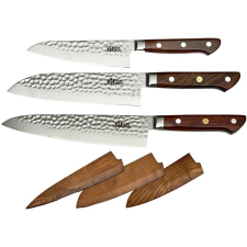 MaceMaker FUJI SanMai Konyhai kés szett fa tokkal, 3 db kés és bárd