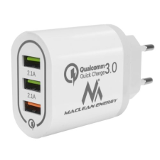 Maclean Energy MCE479W 3xUSB-A Hálózati Adapter - Fehér (18W) mobiltelefon kellék