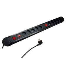 Maclean MCE10 220V Hálózati Elosztó 10 aljzatos 1.5m - Fekete hosszabbító, elosztó