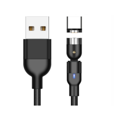 Maclean MCE474 USB-A apa - USB-C apa 3.0 Mágneses adat és töltő kábel - Fekete (1m) (MCE474) kábel és adapter