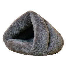 Macskaágy, többfunkciós kialakítás, puha bársony anyag, sötétszürke, 50x50 cm szállítóbox, fekhely macskáknak