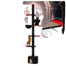  Macskafa, állítható magasságú, természetes karcolóoszlop, AMT0187BK, képen látható macskabútor
