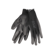 MAD-570 EXTOL PREMIUM Kötött kesztyű fekete poliészter, méret: 10` poliuretánba mártott teny. és ujjhegy., gumírozott mandzsetta