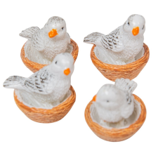  Madár fészekben poly M3cm 4db-os dekorációs kellék