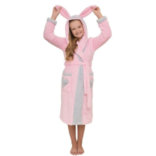 Madlen style Emma lánykafürdőköpeny világos rózsaszín, fülekkel 152 gyerek köntös