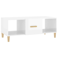  Magasfényű fehér szerelt fa dohányzóasztal 102 x 50 x 40 cm bútor