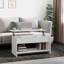  magasfényű fehér szerelt fa dohányzóasztal 102x50x52,5 cm bútor