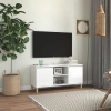  Magasfényű fehér TV-szekrény tömör falábakkal 103,5x35x50 cm