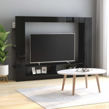 Magasfényű fekete forgácslap TV-szekrény 152 x 22 x 113 cm bútor