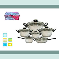  Magenta 12 részes lábas szett, rozsdamentes acél (6 lábas + 6 fedő) edény