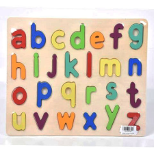 Magic Toys ABC írott kisbetűs formaillesztő színes fa puzzle 26 db-os szett puzzle, kirakós