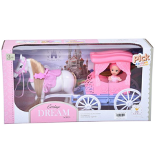 Magic Toys Álom hintó szett lóval és 7,5cm-es babával pink színben baba