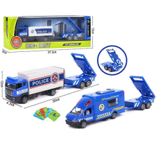 Magic Toys Fém rendőrautó modell vontatmánnyal és járműves kártyákkal 30 cm háromféle változatban autópálya és játékautó