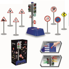 Magic Toys Közlekedési táblák 9 db-os játékszett fénnyel autópálya és játékautó