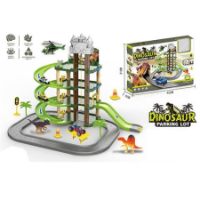 Magic Toys Négy szintes dinoszauruszos parkolóház figurákkal és járművekkel 71 db-os készlet autópálya és játékautó