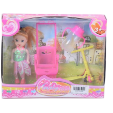 Magic Toys Sandra baba pink babakocsival, rollerrel és kiegészítővel baba