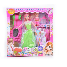 Magic Toys Stílusos baba tükörrel, ruhákkal és kiegészítőkkel 28cm baba