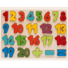 Magic Toys Színes fa formaillesztő puzzle számokkal 1-20ig 23db-os készlet puzzle, kirakós