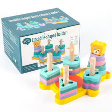 Magic Toys Színes fa készségfejlesztő bébijáték maci figurával készségfejlesztő