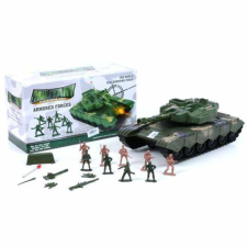 Magic Toys Tank játékszett katonákkal és kiegészítőkkel zöld színben autópálya és játékautó