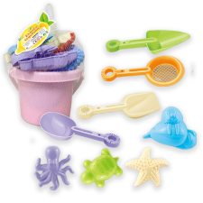 Magic Toys Tengeri állatok lányos homokozó szett vödörrel 10 db-os homokozójáték