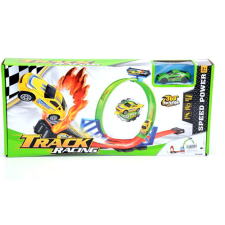 Magic Toys Track Racing versenypálya hurokkal, lángoló ugratóval és hátrahúzós kisautóval autópálya és játékautó