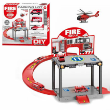 Magic Toys Tűzoltóállomás parkolóház játékszett kisautókkal autópálya és játékautó
