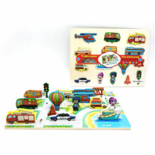 Magic Toys Városi forgalom fa kétoldalú puzzle puzzle, kirakós