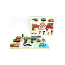 Magic Toys Városi forgalom fa kétoldalú puzzle puzzle, kirakós