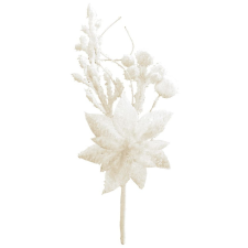 MagicHome karácsonyi ág, mikulásvirággal, fehér, 19 cm, csomag. 6 db karácsonyi dekoráció