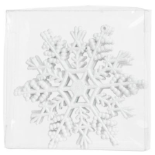 MagicHome karácsonyi dísz, 6 db, hópehely, fehér, karácsonyfára, 12 cm karácsonyfadísz