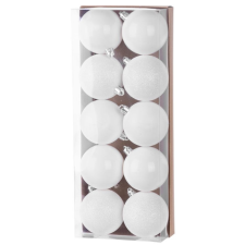  MagicHome karácsonyi gömbok, 10 db, fehér, karácsonyfára, 6 cm karácsonyfadísz