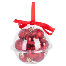 MagicHome karácsonyi gömbök, 12 db, 3 cm, piros, karácsonyfára karácsonyfadísz