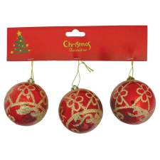  MagicHome karácsonyi gömbök, 3 db, csillámos arany, 6 cm karácsonyfadísz