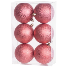  MagicHome karácsonyi gömbok, 6 db, piros, karácsonyfára, 8 cm karácsonyfadísz