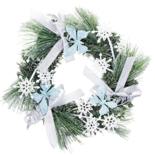 MagicHome karácsonyi koszorú, natúr, szalagokkal és lepkékkel, 35 cm adventi koszorú