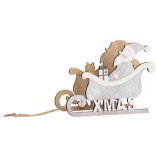  MagicHome karácsonyi Woodeco dekoráció, Mikulás szánon, 19 x 15 cm karácsonyi dekoráció