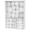 MagicHome Vianoce MagicHome karácsonyi gömbök, készlet, 31 db, 5-6-8-12 cm, fehér-ezüst, karácsonyfára