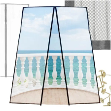  Mágneses ajtó szúnyogháló, fekete, 100×210 cm, erős rögzítés fúrás nélkül szúnyogháló