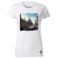 Magnolion Disztópikus cyberpunk Budapest v2 női póló - 19 szín, XS-2XL női póló
