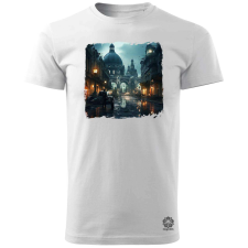 Magnolion Disztópikus cyberpunk Budapest v8 férfi póló - 19 szín, S-3XL férfi póló