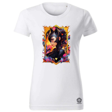 Magnolion Kártya fantázia Macskanő v4 női póló - 19 szín, XS-2XL női póló