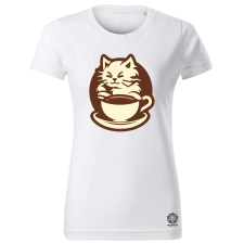 Magnolion Macska és kávé v9 női póló - 19 szín, XS-2XL női póló