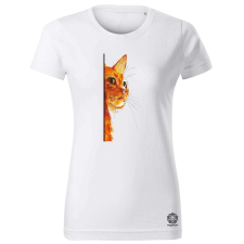 Magnolion Macska kukucskál v1 női póló - 19 szín, XS-2XL női póló