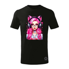 Magnolion Pink gamer macskalány v4 gyerek póló - 11 szín, 4-12 éves gyerek póló
