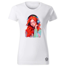 Magnolion Pop art vörös lány v1 női póló - 19 szín, XS-2XL