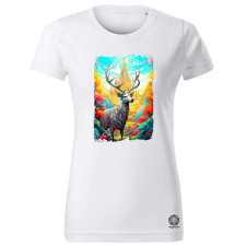 Magnolion Pszichedelikus szarvas fantázia v2 női póló - 19 szín, XS-2XL női póló