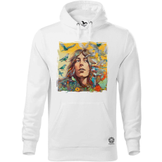 Magnolion Szürrealista pszichedelikus Hippi portré v1 férfi pulóver - 19 szín, S-5XL