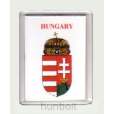  Magyar címer Hungary felírattal fehér alapon hűtőmágnes (műanyag keretes mágnes) hűtőmágnes