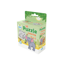 Magyar Gyártó 16 Darabos Színezős Puzzle 2 az 1-ben - Elefánt puzzle, kirakós